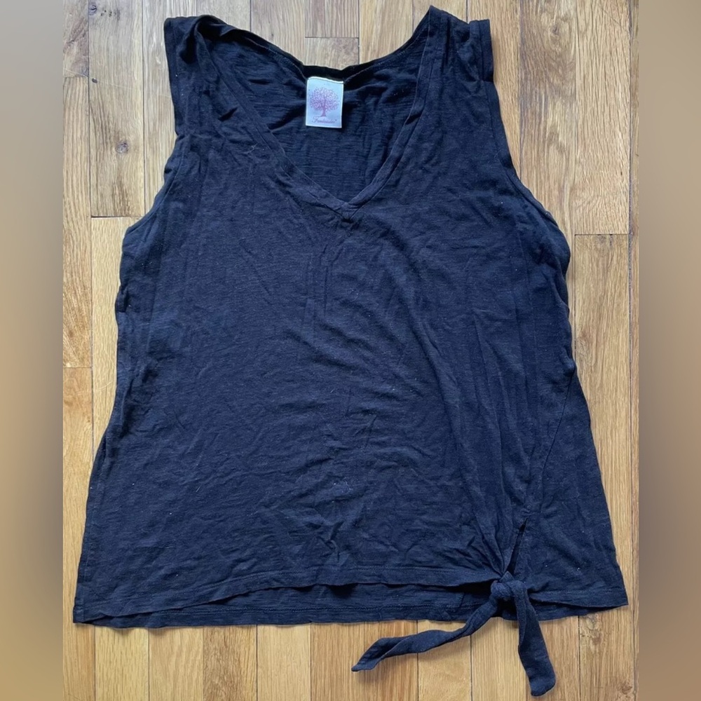 FREELOADER black sleeveless side knot shirt knit top large l